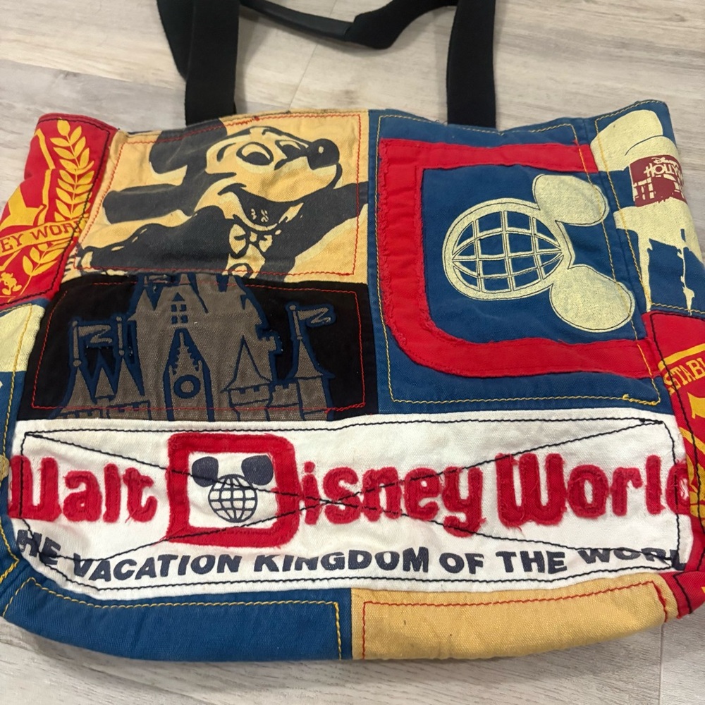 Vintage Walt Disney World The Vacation Kingdom of the World Patchwork Tote Bag - Picture 4 of 6